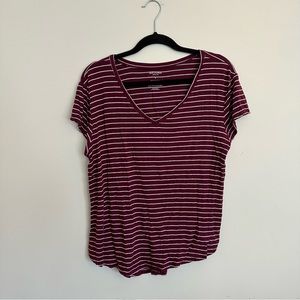 Women’s Large Arizona Jean Co. Maroon striped shirt